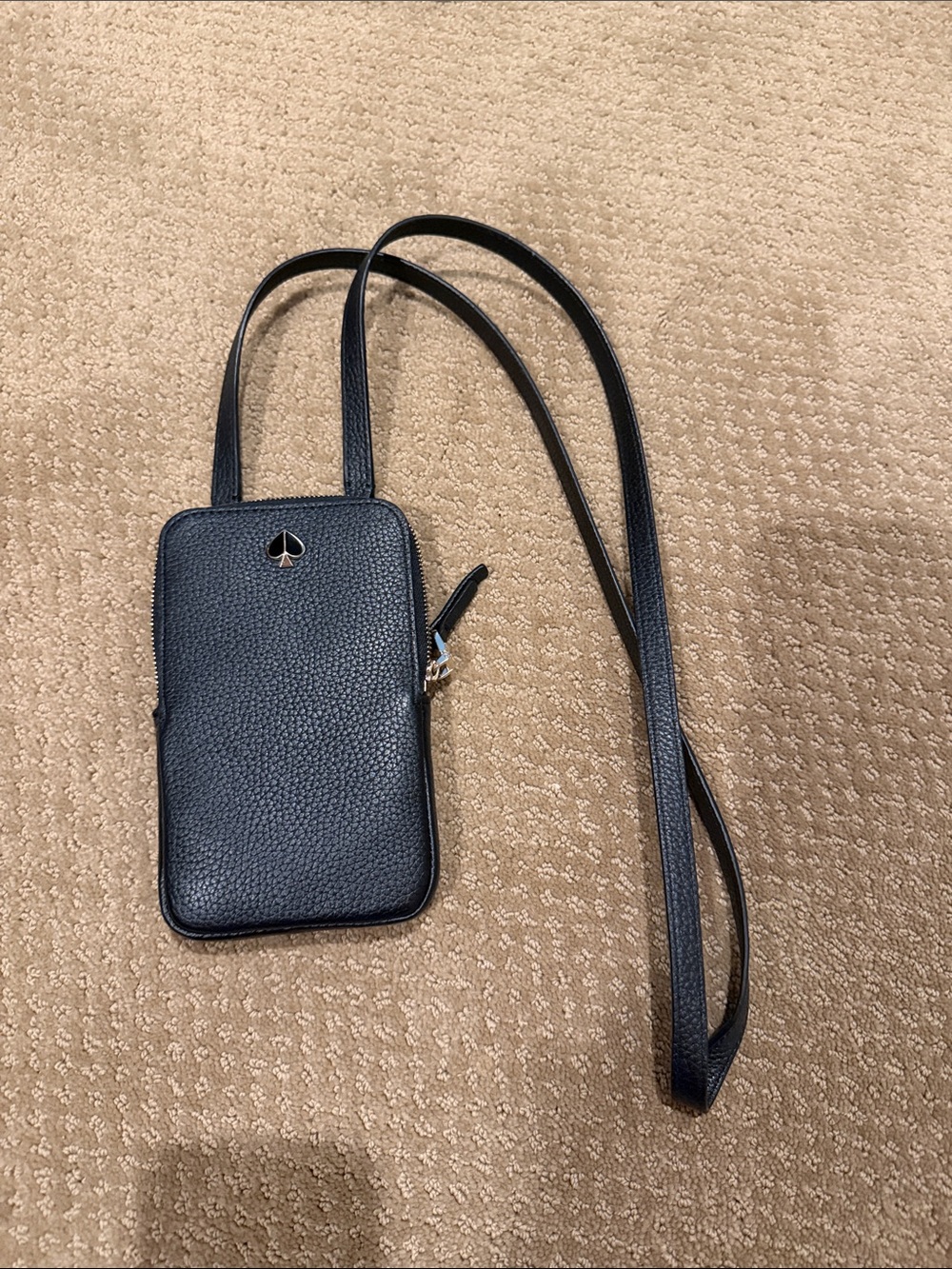 kate spade Black Pebbled Leather Crossbody Phone Pouch